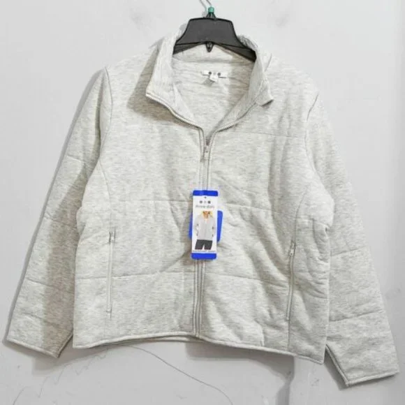 Three Dots Ladies' Quilted Jacket GRAY - Picture 4 of 9